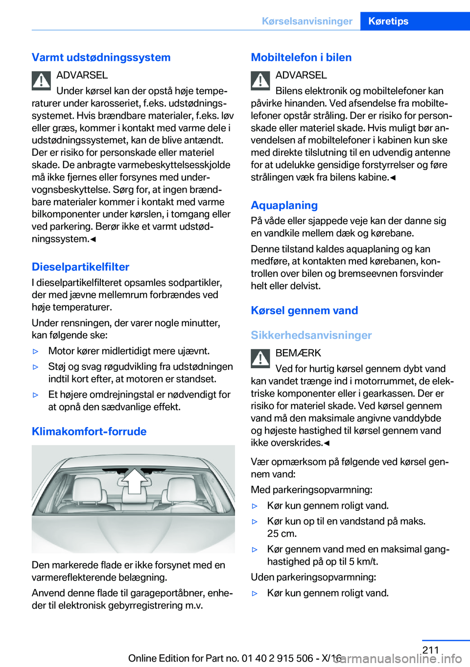 BMW X5 2017  InstruktionsbØger (in Danish)  V a r m t  u d s t 
