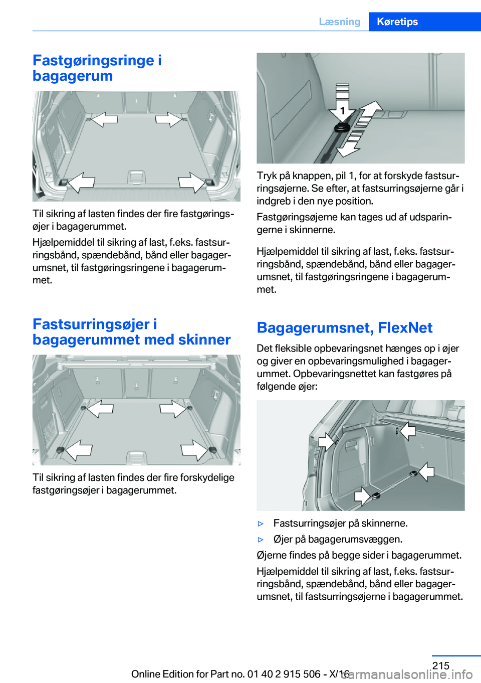 BMW X5 2017  InstruktionsbØger (in Danish)  F a s t g 