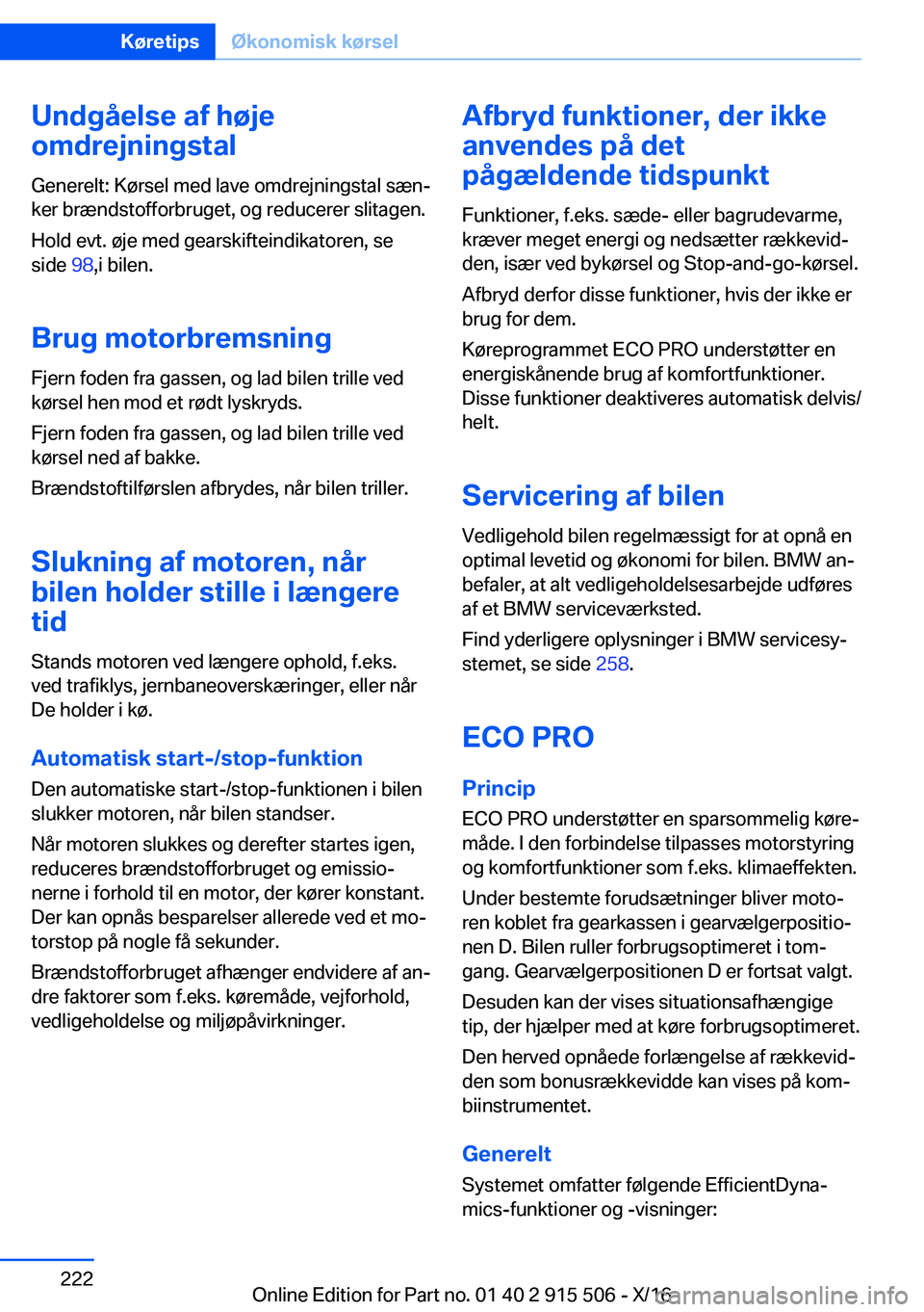 BMW X5 2017  InstruktionsbØger (in Danish) �U�n�d�g�å�e�l�s�e��a�f��h�