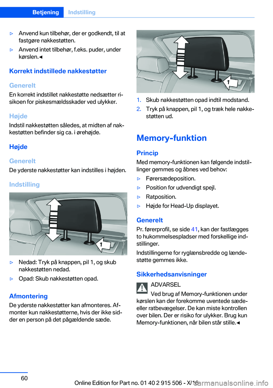 BMW X5 2017  InstruktionsbØger (in Danish) 'y�A�n�v�e�n�d� �k�u�n� �t�i�l�b�e�h�