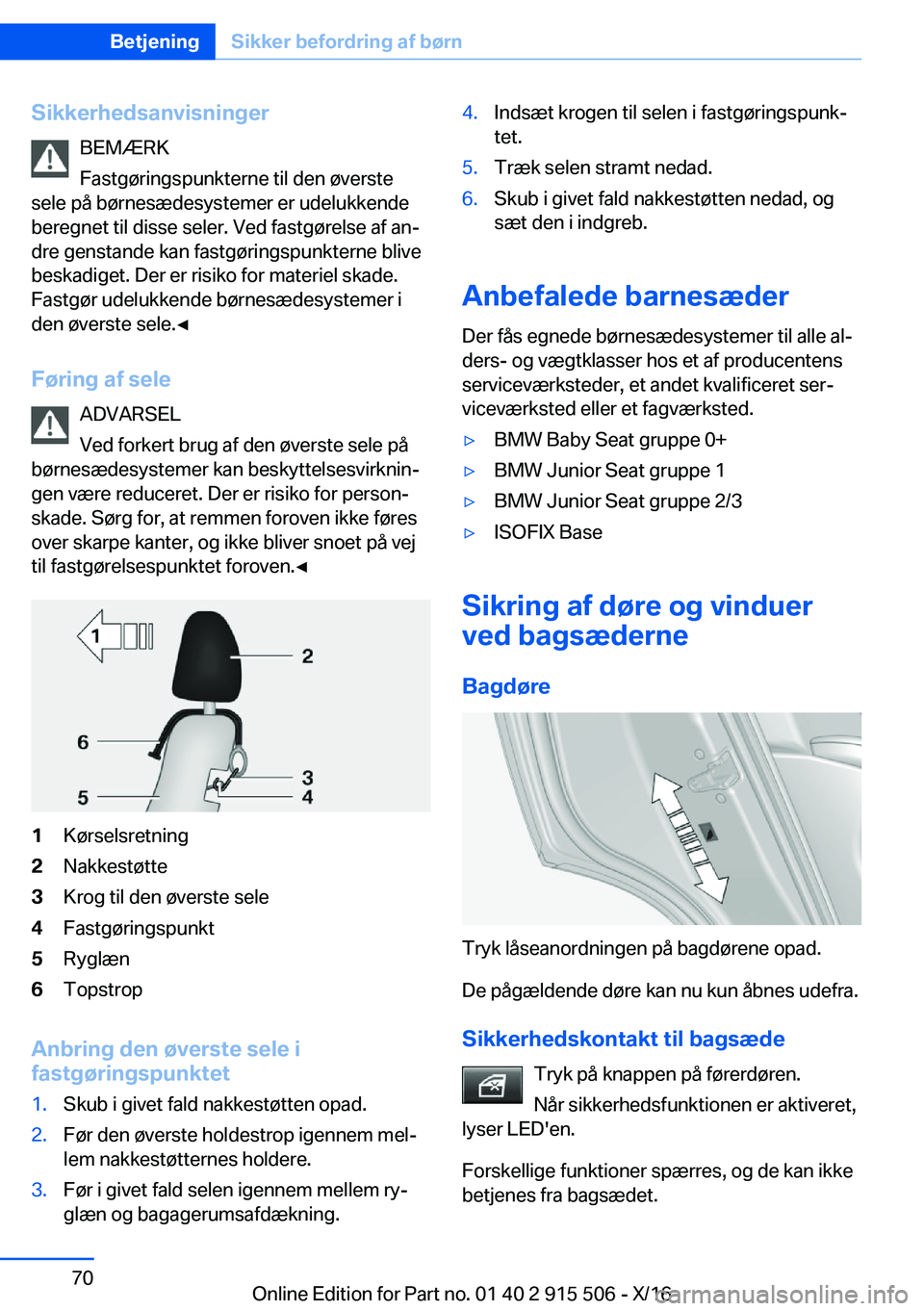 BMW X5 2017  InstruktionsbØger (in Danish) �S�i�k�k�e�r�h�e�d�s�a�n�v�i�s�n�i�n�g�e�r�B�E�M�Æ�R�K
�F�a�s�t�g�