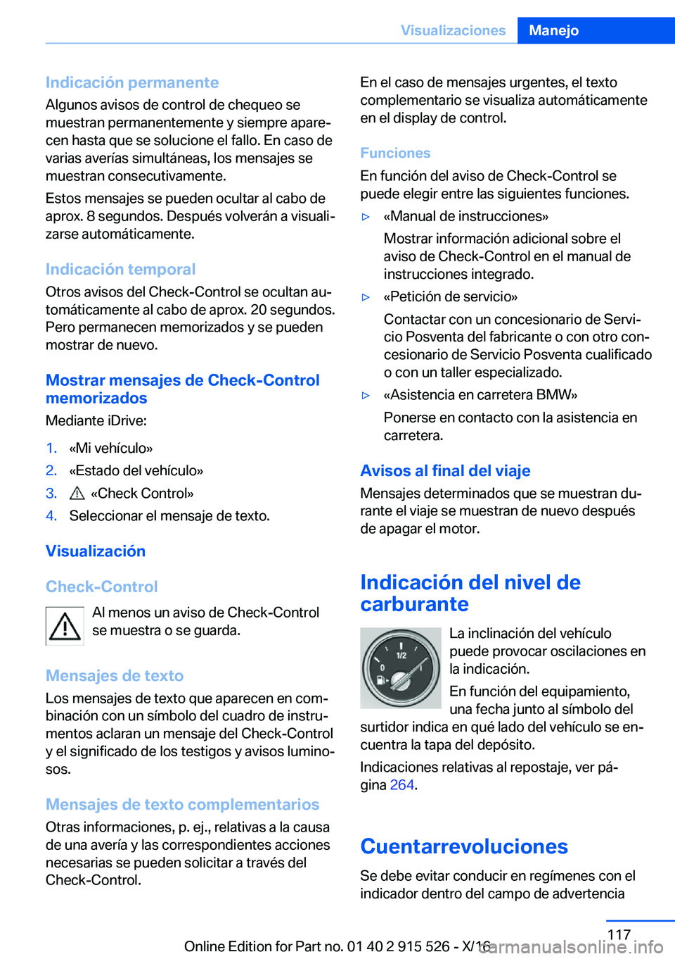 BMW X5 2017  Manuales de Empleo (in Spanish) �I�n�d�i�c�a�c�i�