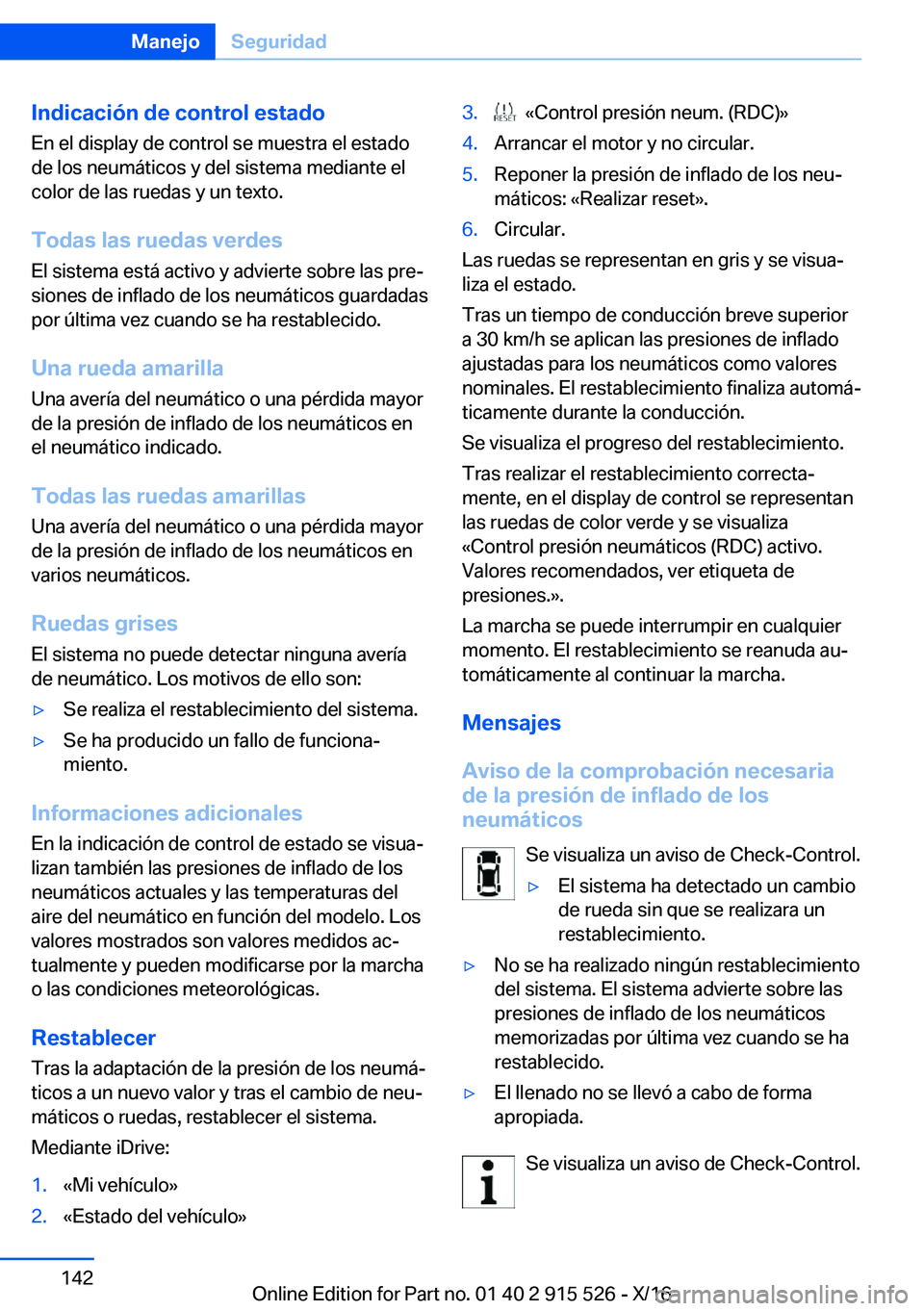 BMW X5 2017  Manuales de Empleo (in Spanish) �I�n�d�i�c�a�c�i�