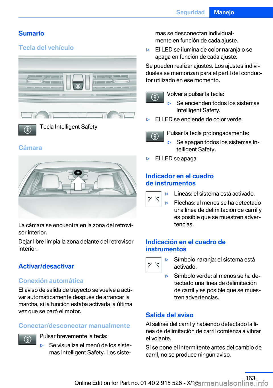 BMW X5 2017  Manuales de Empleo (in Spanish) �S�u�m�a�r�i�o
�T�e�c�l�a��d�e�l��v�e�h�