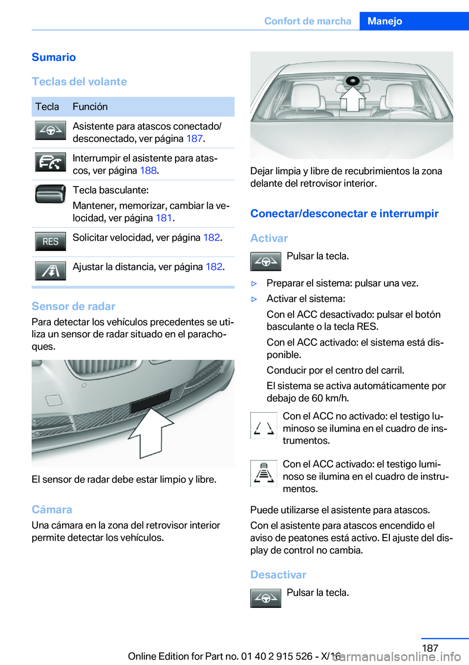 BMW X5 2017  Manuales de Empleo (in Spanish) �S�u�m�a�r�i�o
�T�e�c�l�a�s��d�e�l��v�o�l�a�n�t�e�T�e�c�l�a�F�u�n�c�i�