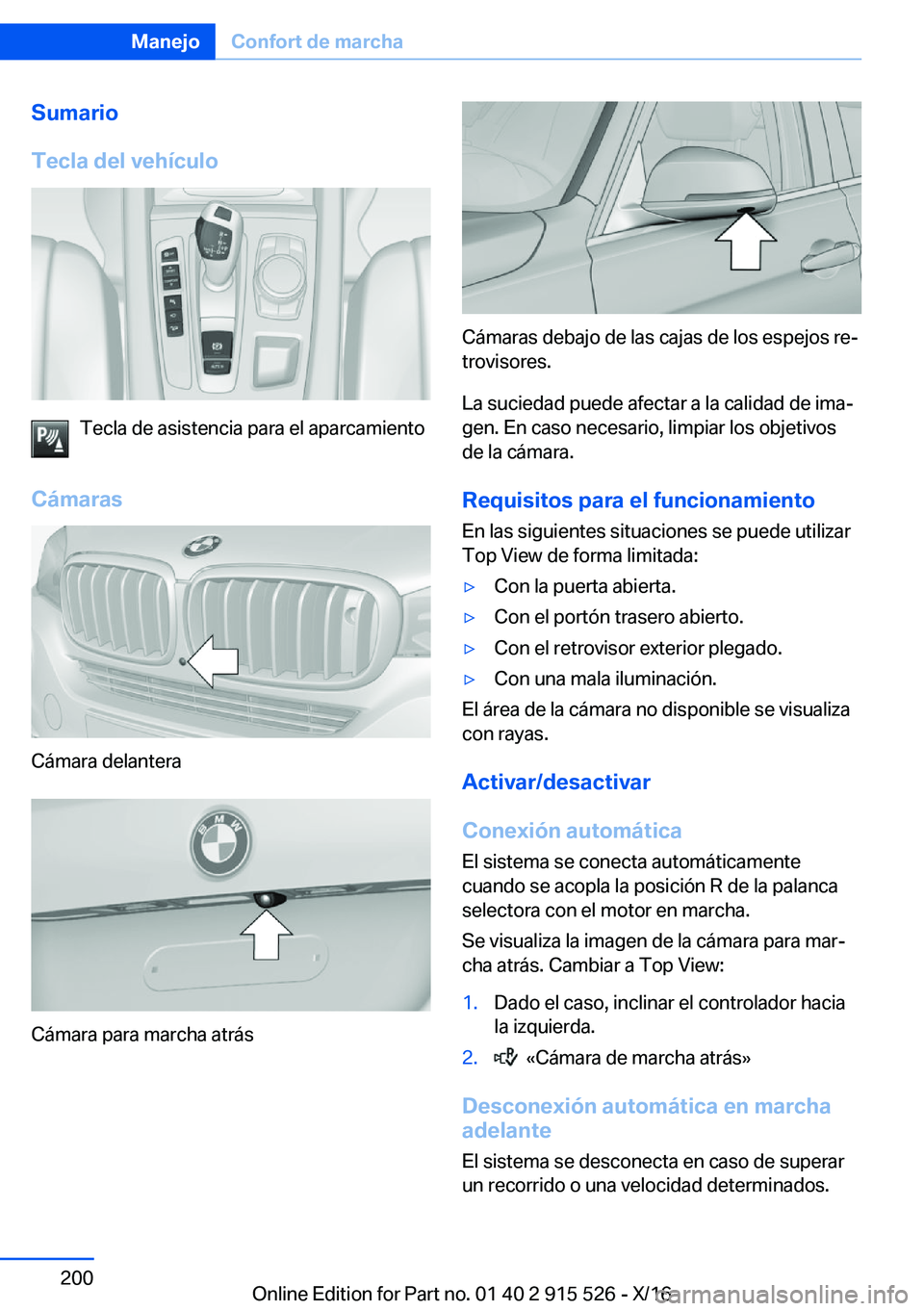 BMW X5 2017  Manuales de Empleo (in Spanish) �S�u�m�a�r�i�o
�T�e�c�l�a��d�e�l��v�e�h�