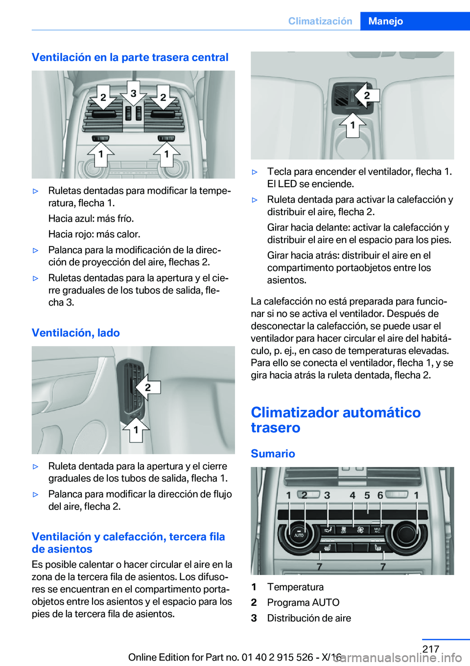 BMW X5 2017  Manuales de Empleo (in Spanish) �V�e�n�t�i�l�a�c�i�