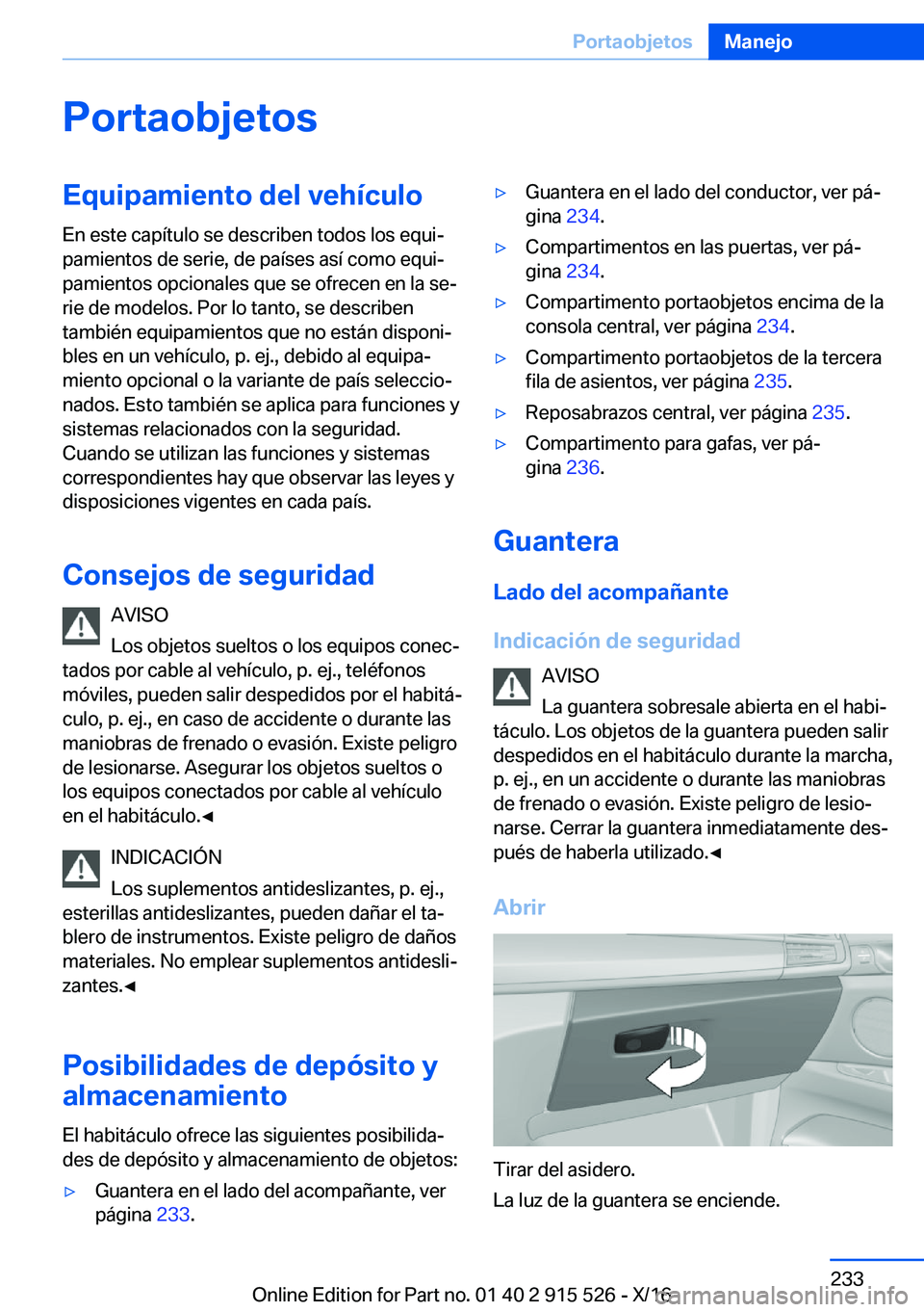 BMW X5 2017  Manuales de Empleo (in Spanish) �P�o�r�t�a�o�b�j�e�t�o�s�E�q�u�i�p�a�m�i�e�n�t�o��d�e�l��v�e�h�