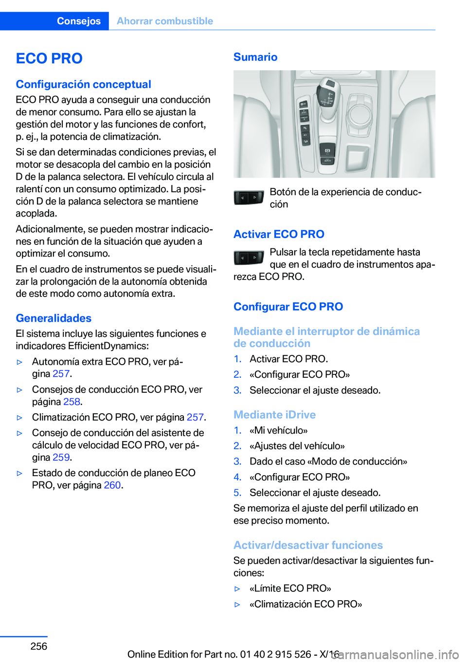 BMW X5 2017  Manuales de Empleo (in Spanish) �E�C�O��P�R�O
�C�o�n�f�i�g�u�r�a�c�i�
