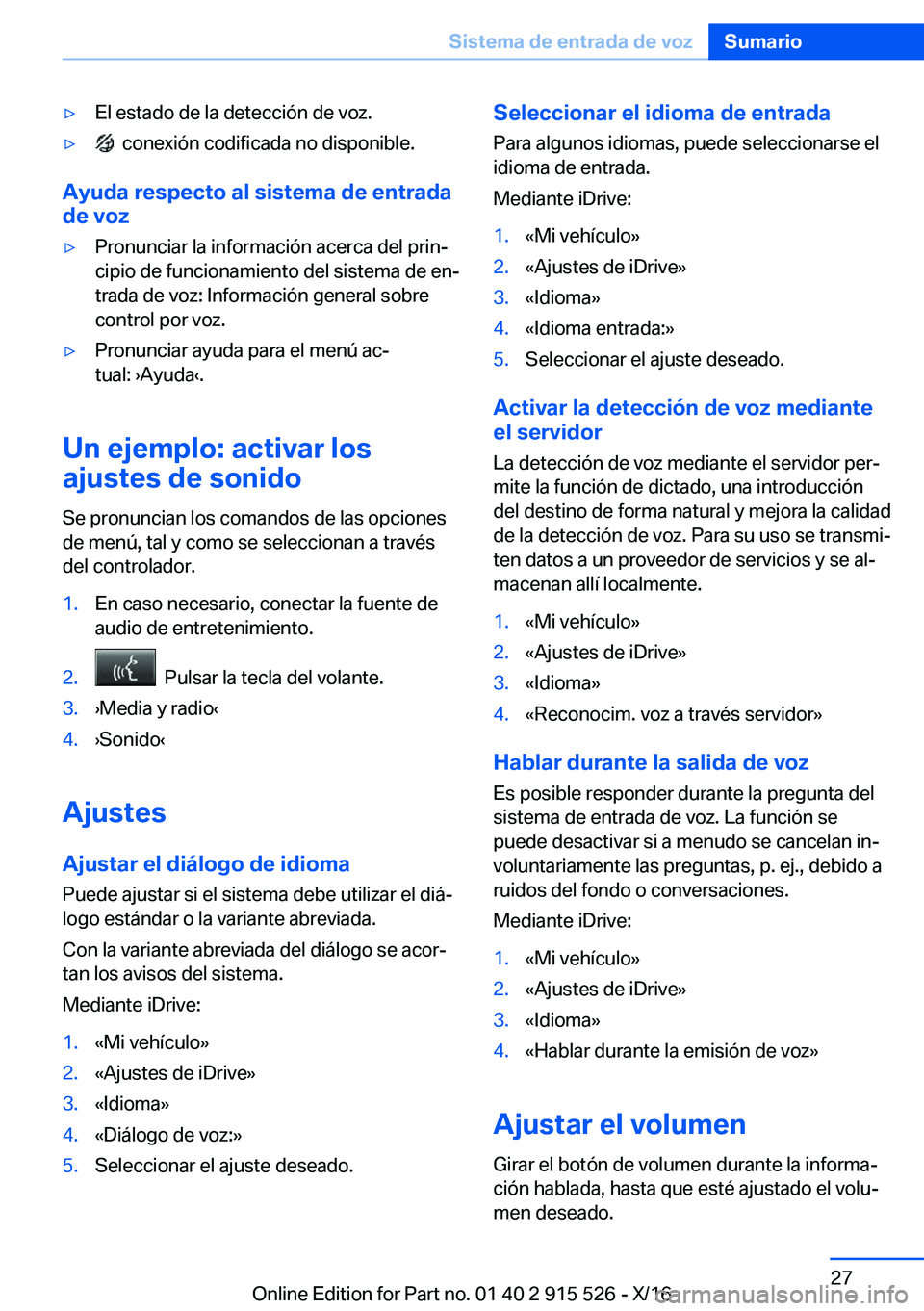 BMW X5 2017  Manuales de Empleo (in Spanish) 'y�E�l� �e�s�t�a�d�o� �d�e� �l�a� �d�e�t�e�c�c�i�