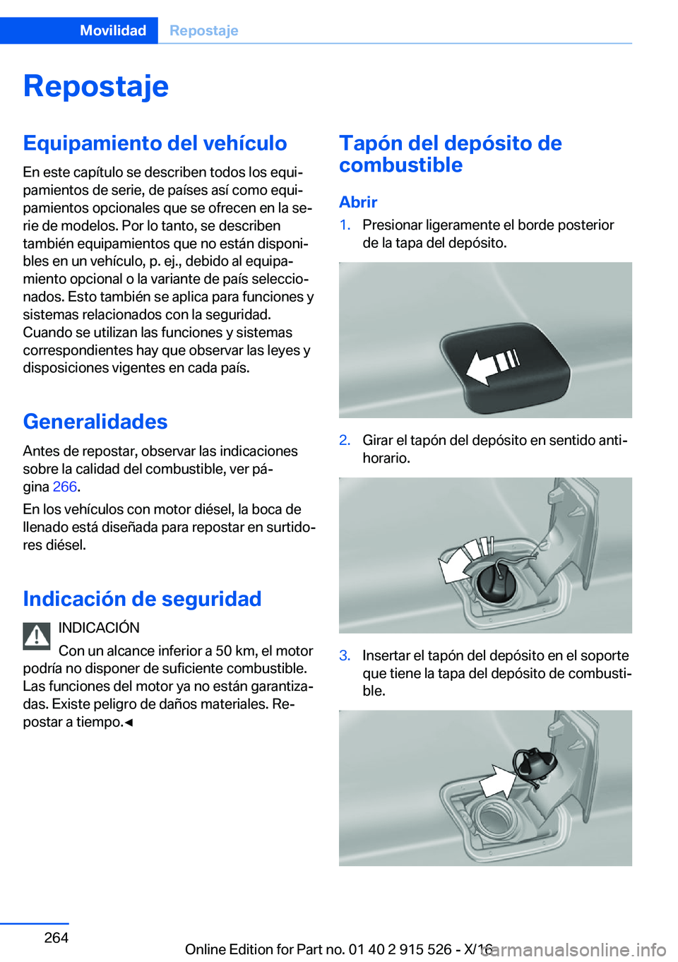 BMW X5 2017  Manuales de Empleo (in Spanish) �R�e�p�o�s�t�a�j�e�E�q�u�i�p�a�m�i�e�n�t�o��d�e�l��v�e�h�