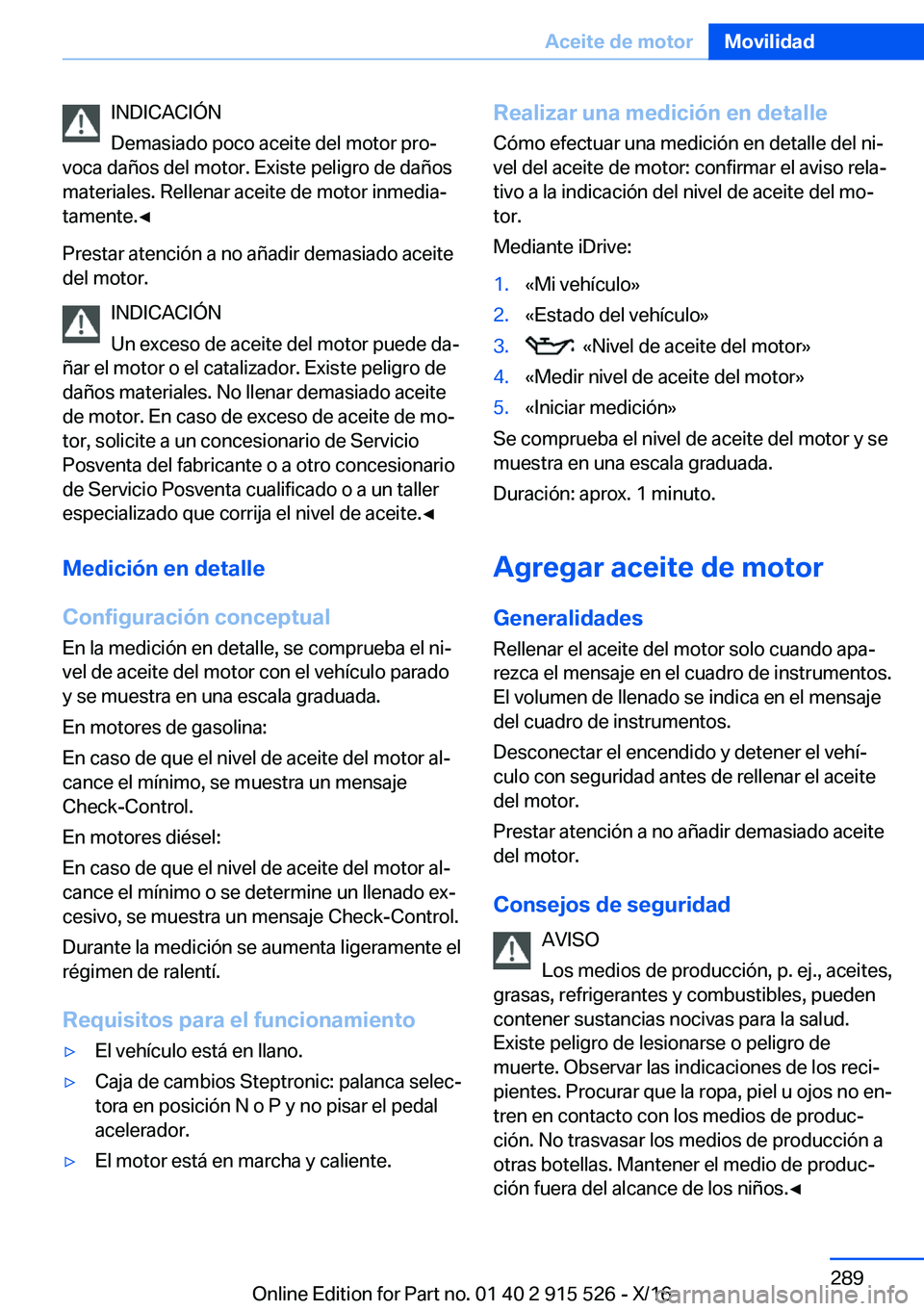 BMW X5 2017  Manuales de Empleo (in Spanish) �I�N�D�I�C�A�C�I�