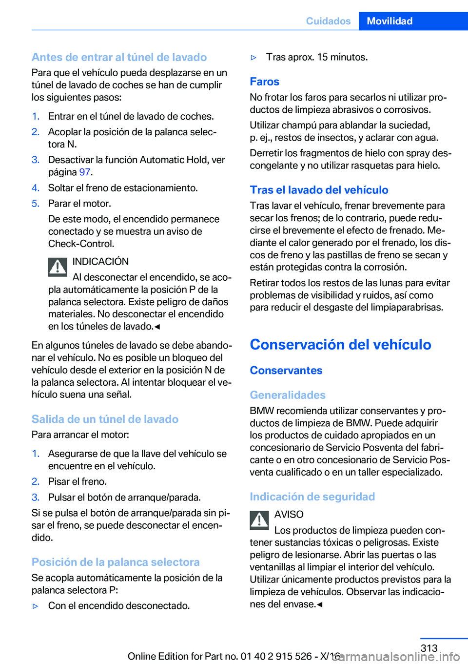 BMW X5 2017  Manuales de Empleo (in Spanish) �A�n�t�e�s��d�e��e�n�t�r�a�r��a�l��t�