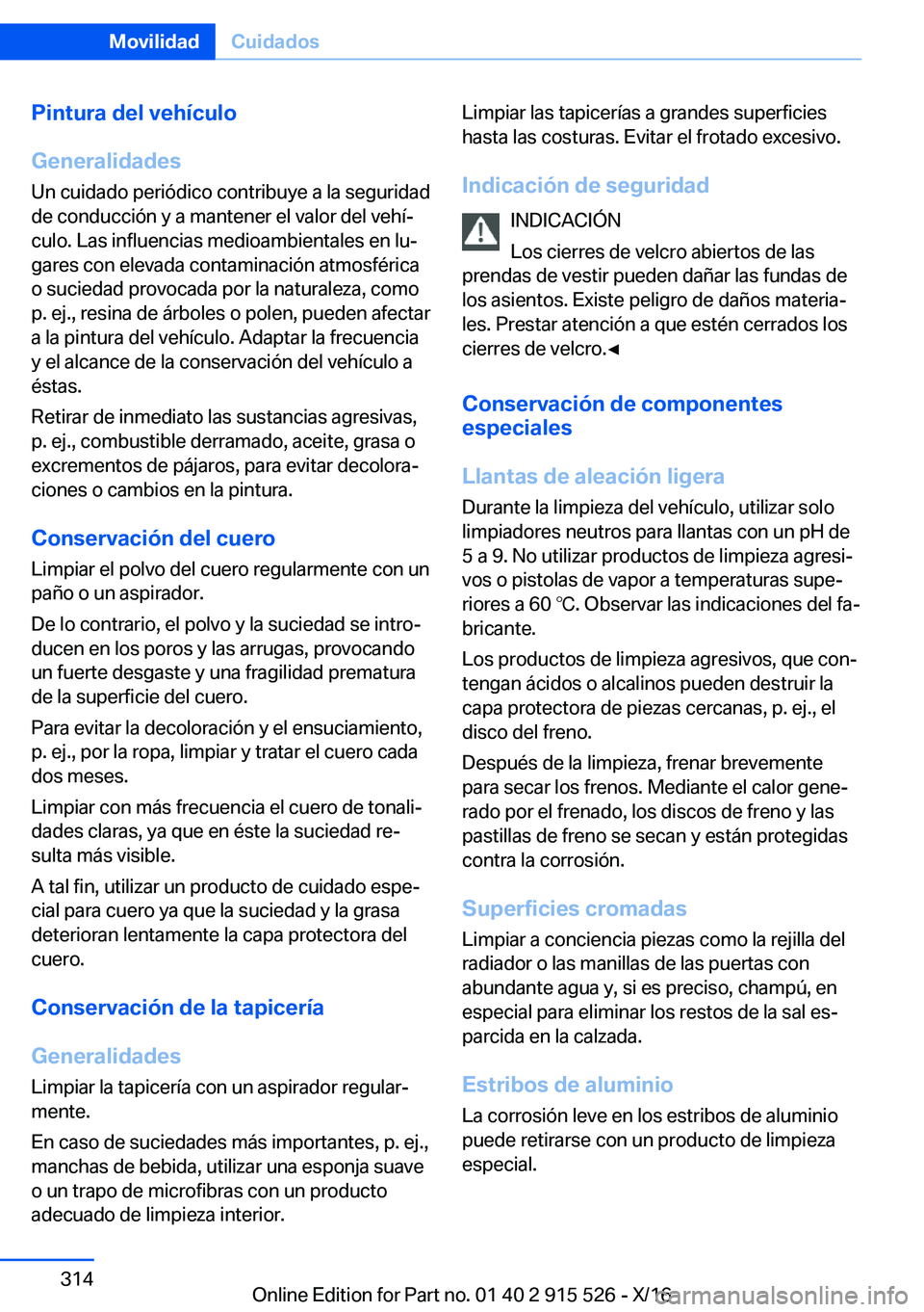 BMW X5 2017  Manuales de Empleo (in Spanish) �P�i�n�t�u�r�a��d�e�l��v�e�h�
