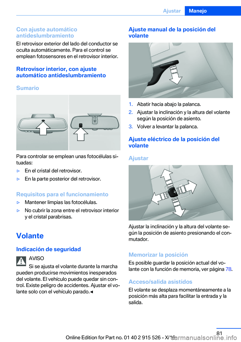 BMW X5 2017  Manuales de Empleo (in Spanish) �C�o�n��a�j�u�s�t�e��a�u�t�o�m�