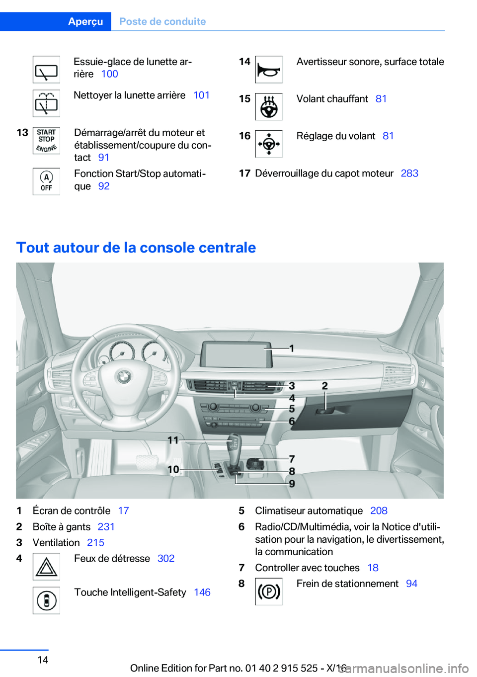 BMW X5 2017  Notices Demploi (in French) �E�s�s�u�i�e�-�g�l�a�c�e� �d�e� �l�u�n�e�t�t�e� �a�rj
�r�i�è�r�e\_ �1�0�0�N�e�t�t�o�y�e�r� �l�a� �l�u�n�e�t�t�e� �a�r�r�i�è�r�e\_ �1�0�1�1�3�D�é�m�a�r�r�a�g�e�/�a�r�r�ê�t� �d�u� �m�o�t�e�u�r�