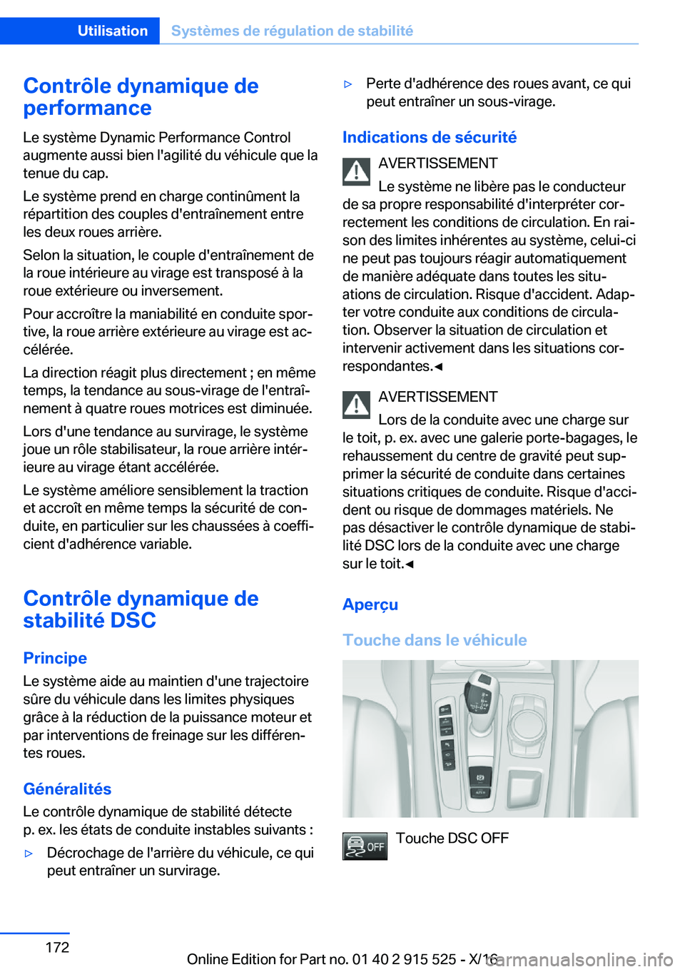 BMW X5 2017  Notices Demploi (in French) �C�o�n�t�r�