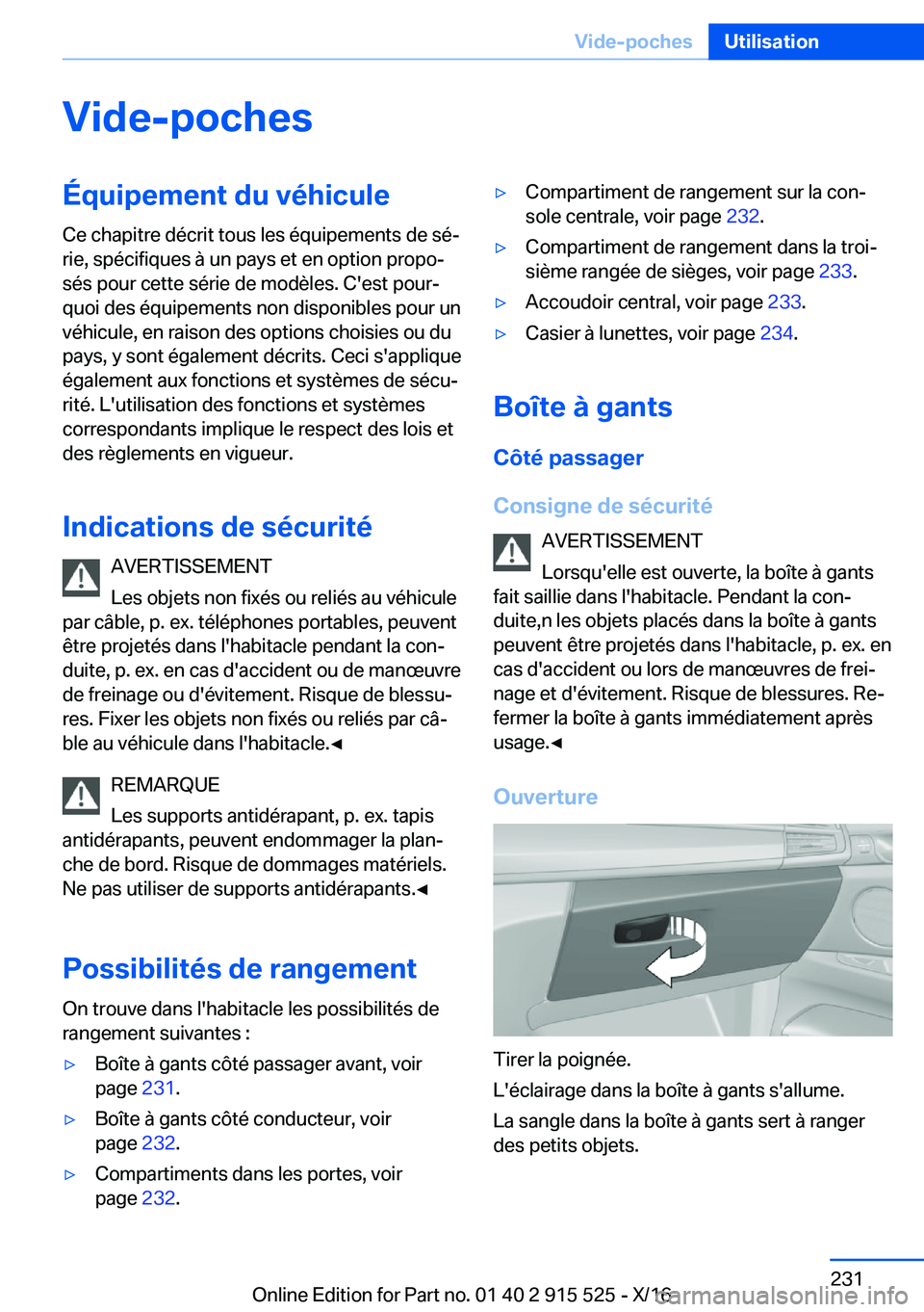 BMW X5 2017  Notices Demploi (in French) �V�i�d�e�-�p�o�c�h�e�s�