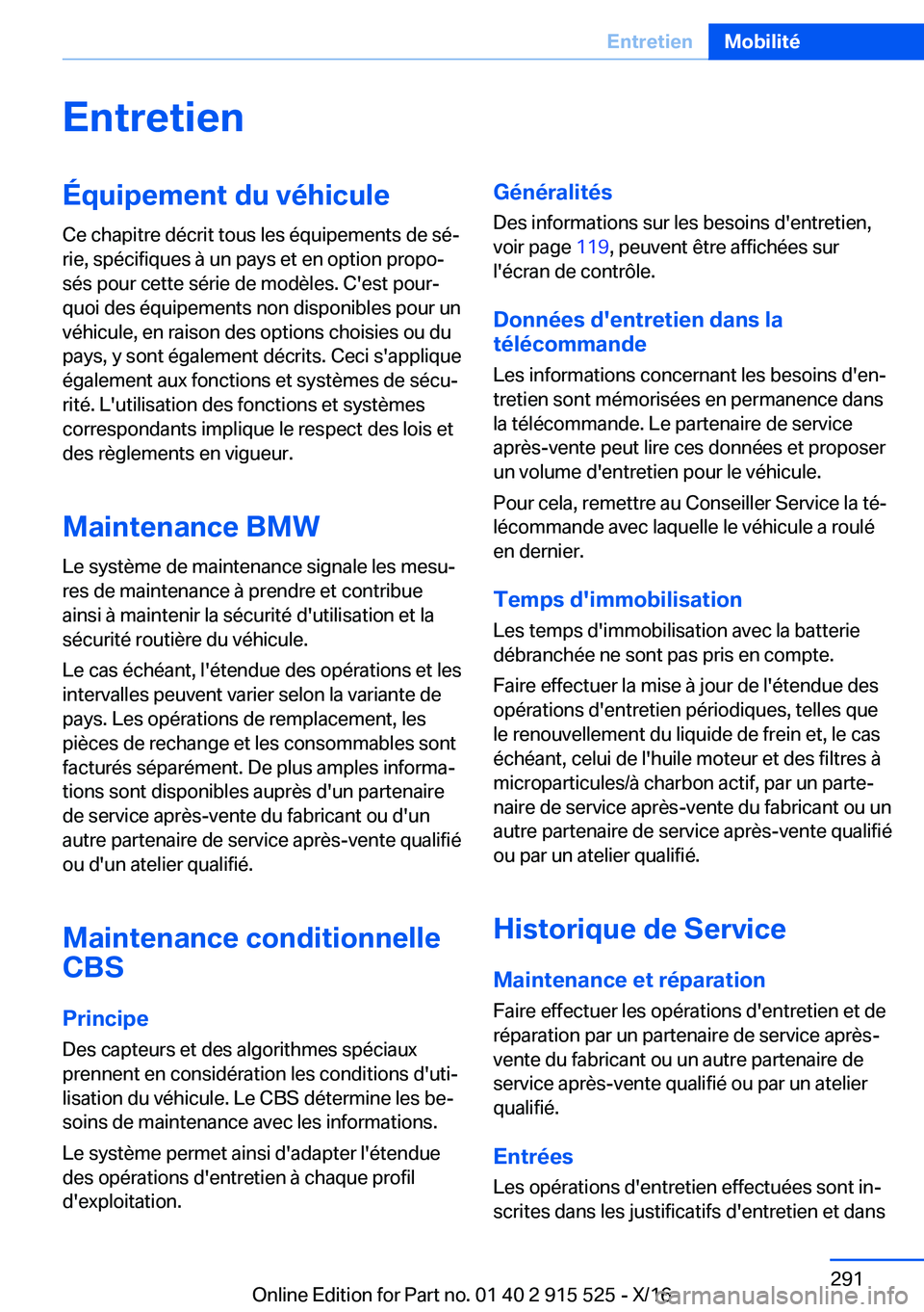 BMW X5 2017  Notices Demploi (in French) �E�n�t�r�e�t�i�e�n�