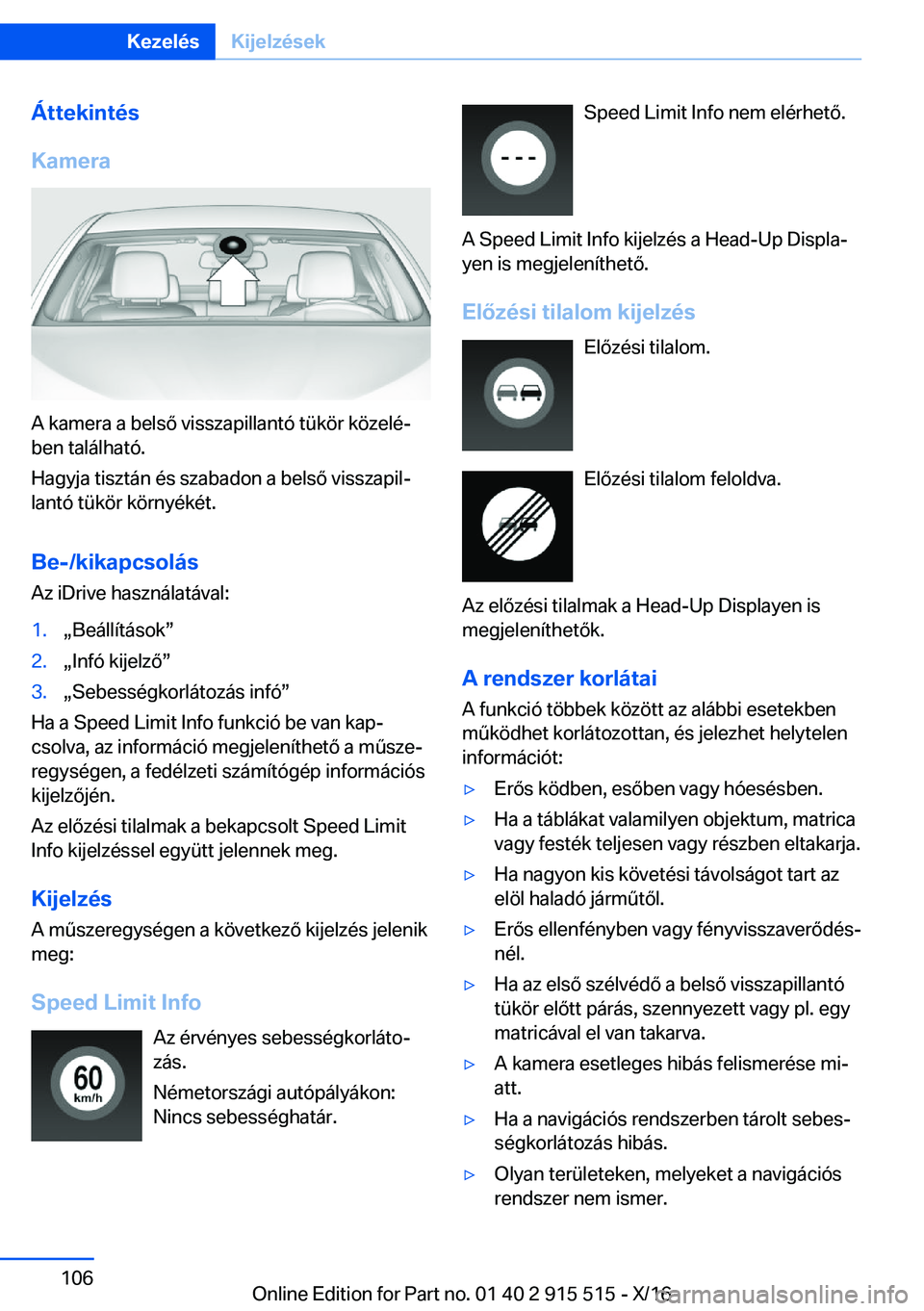 BMW X5 2017  Kezelési útmutató (in Hungarian) �
