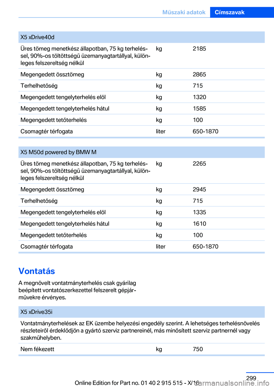 BMW X5 2017  Kezelési útmutató (in Hungarian) �X�5� �x�D�r�i�v�e�4�0�d�
