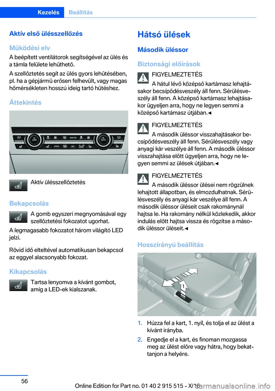 BMW X5 2017  Kezelési útmutató (in Hungarian) �A�k�t�