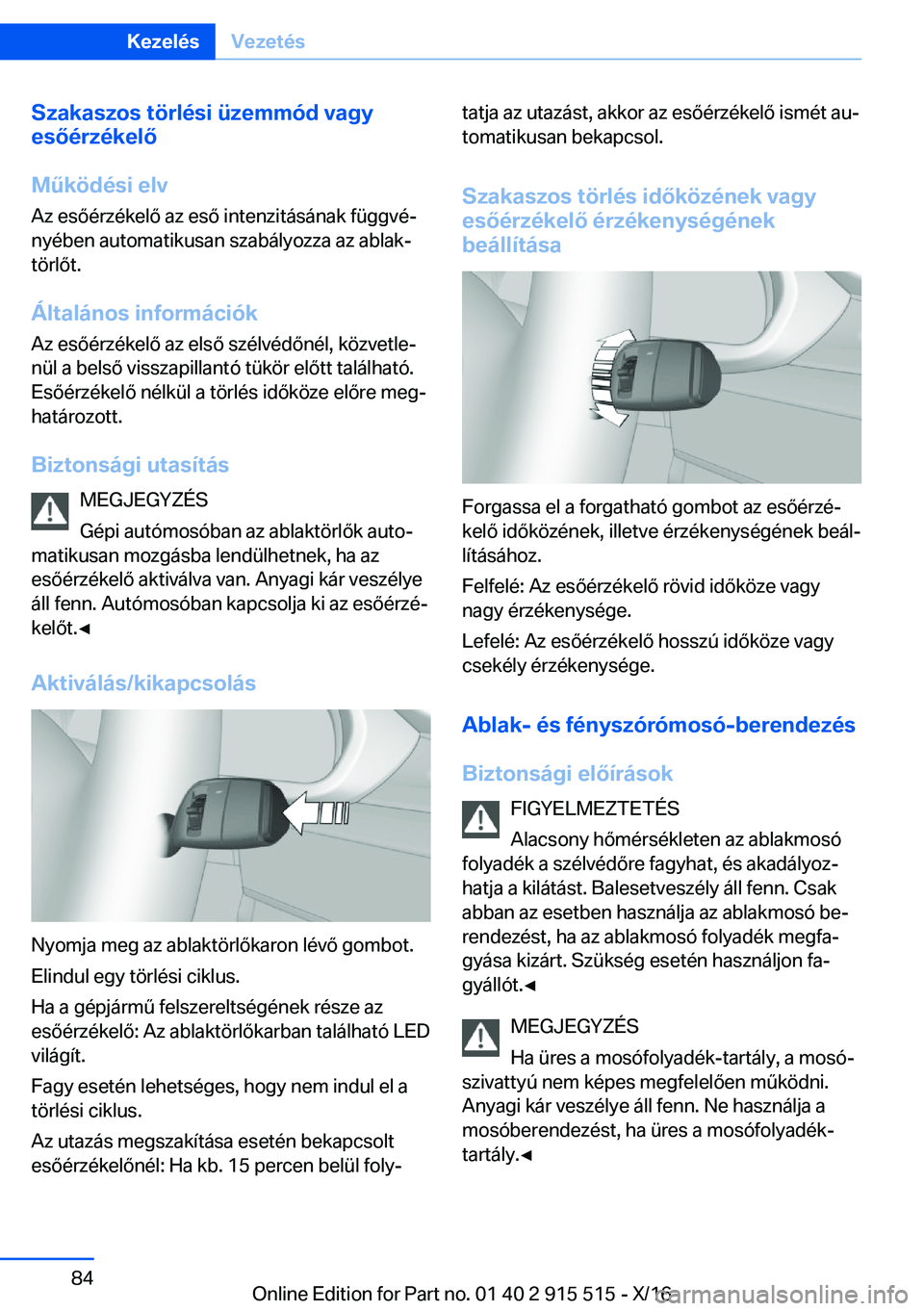 BMW X5 2017  Kezelési útmutató (in Hungarian) �S�z�a�k�a�s�z�o�s��t�