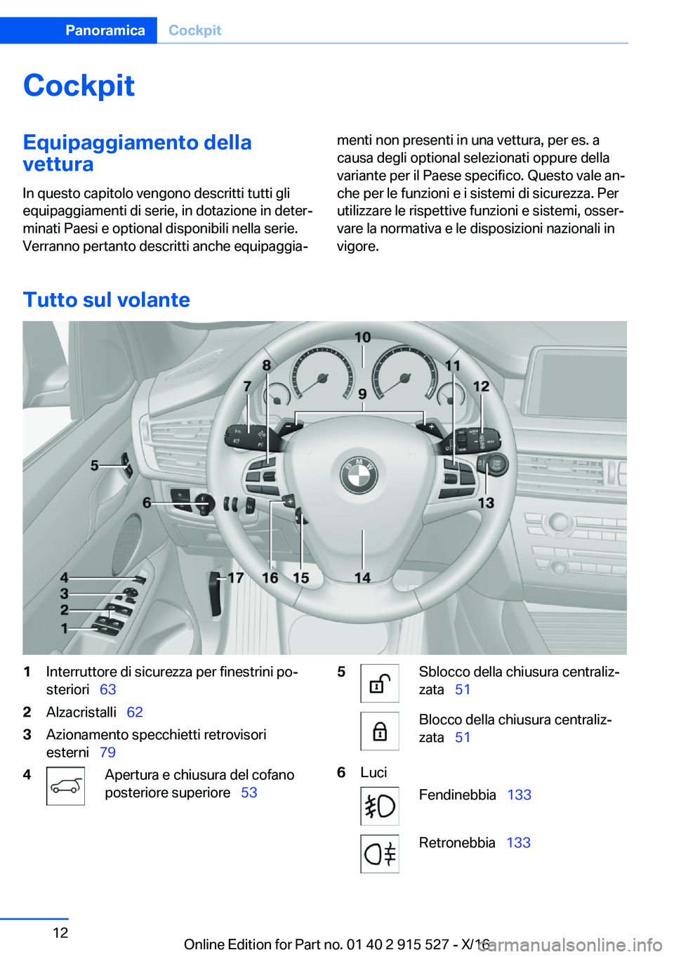 BMW X5 2017  Libretti Di Uso E manutenzione (in Italian) �C�o�c�k�p�i�t�E�q�u�i�p�a�g�g�i�a�m�e�n�t�o��d�e�l�l�a�v�e�t�t�u�r�a
�I�n� �q�u�e�s�t�o� �c�a�p�i�t�o�l�o� �v�e�n�g�o�n�o� �d�e�s�c�r�i�t�t�i� �t�u�t�t�i� �g�l�i �e�q�u�i�p�a�g�g�i�a�m�e�n�t�i� �d�i