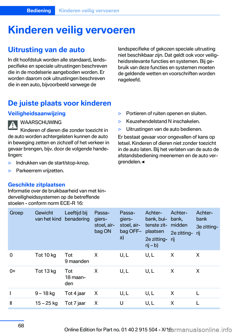 BMW X5 2017  Instructieboekjes (in Dutch) �K�i�n�d�e�r�e�n��v�e�i�l�i�g��v�e�r�v�o�e�r�e�n�U�i�t�r�u�s�t�i�n�g��v�a�n��d�e��a�u�t�o�I�n� �d�i�t� �h�o�o�f�d�s�t�u�k� �w�o�r�d�e�n� �a�l�l�e� �s�t�a�n�d�a�a�r�d�,� �l�a�n�d�sj
�p�e�c�i�f�i�