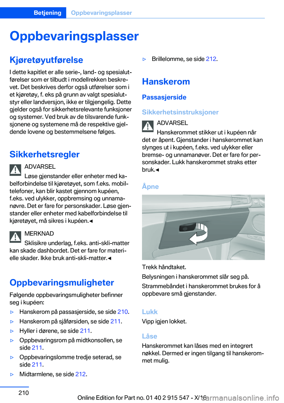 BMW X5 2017  InstruksjonsbØker (in Norwegian) �O�p�p�b�e�v�a�r�i�n�g�s�p�l�a�s�s�e�r�K�j�