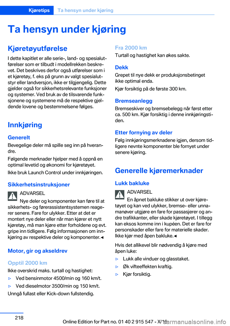 BMW X5 2017  InstruksjonsbØker (in Norwegian) �T�a��h�e�n�s�y�n��u�n�d�e�r��k�j�