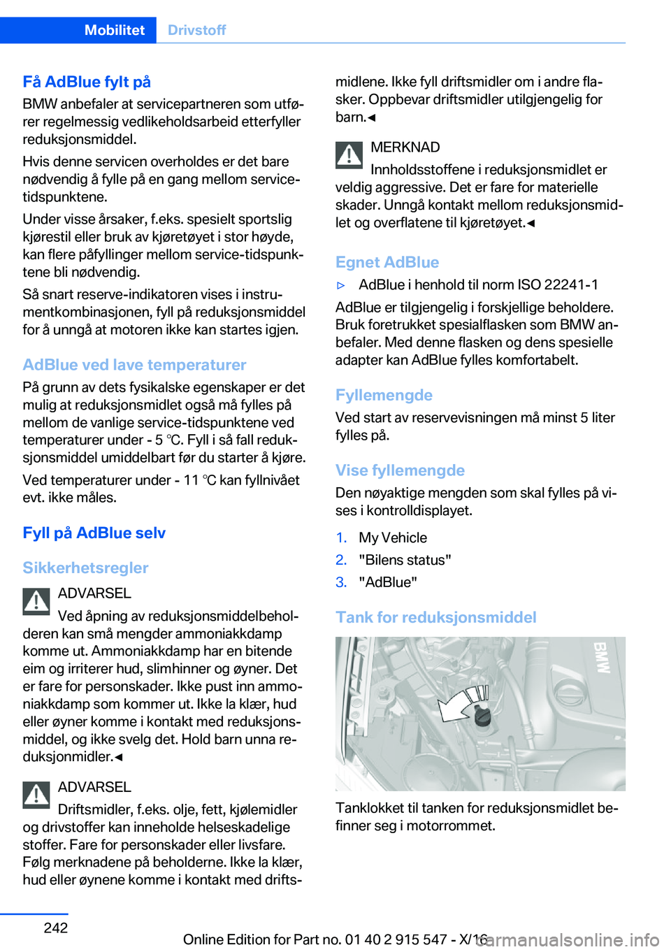 BMW X5 2017  InstruksjonsbØker (in Norwegian) �F�å��A�d�B�l�u�e��f�y�l�t��p�å�B�M�W� �a�n�b�e�f�a�l�e�r� �a�t� �s�e�r�v�i�c�e�p�a�r�t�n�e�r�e�n� �s�o�m� �u�t�f�