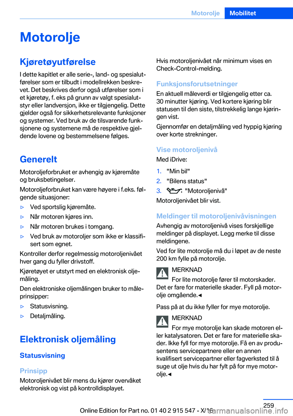 BMW X5 2017  InstruksjonsbØker (in Norwegian) �M�o�t�o�r�o�l�j�e�K�j�