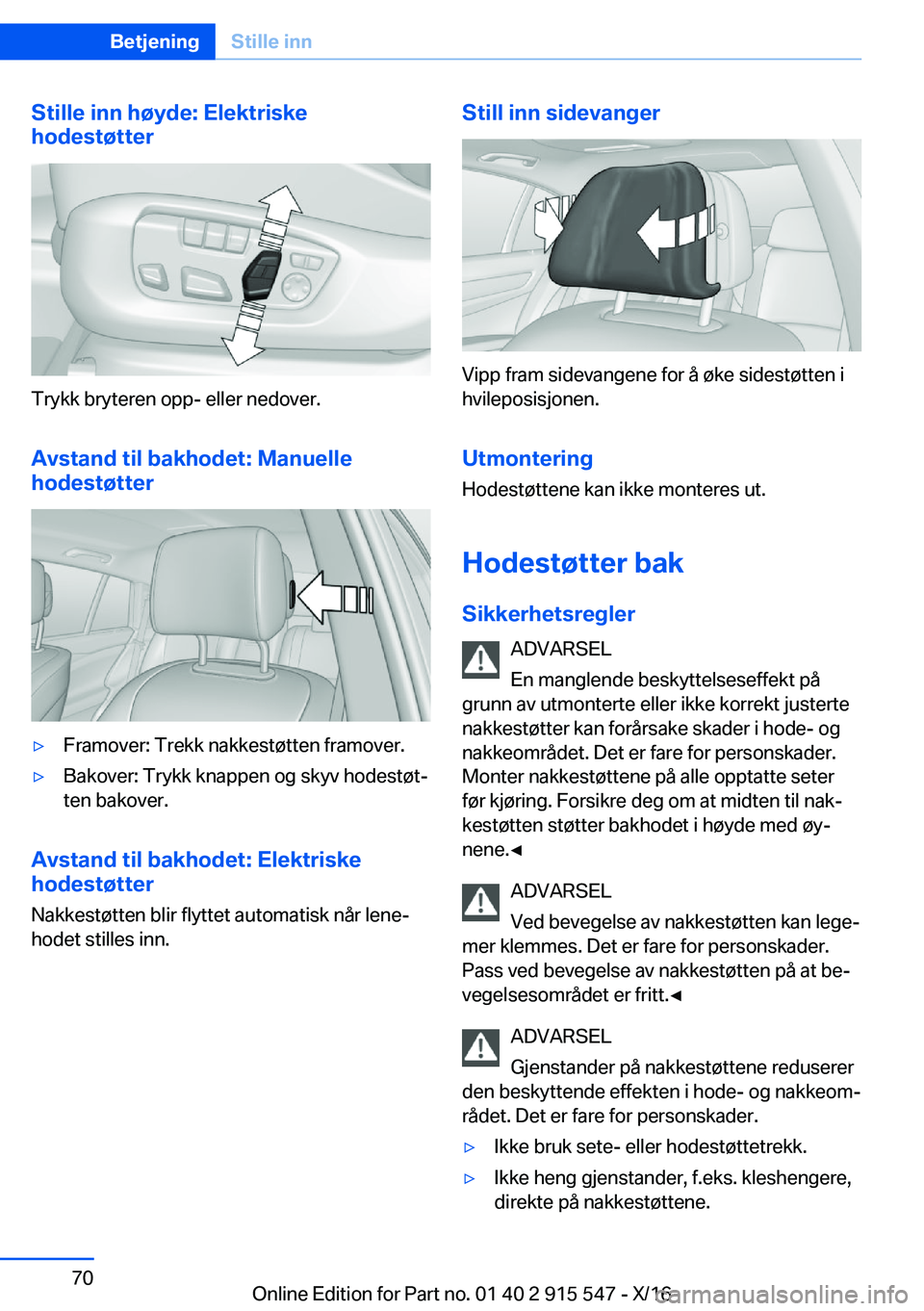 BMW X5 2017  InstruksjonsbØker (in Norwegian) �S�t�i�l�l�e��i�n�n��h�