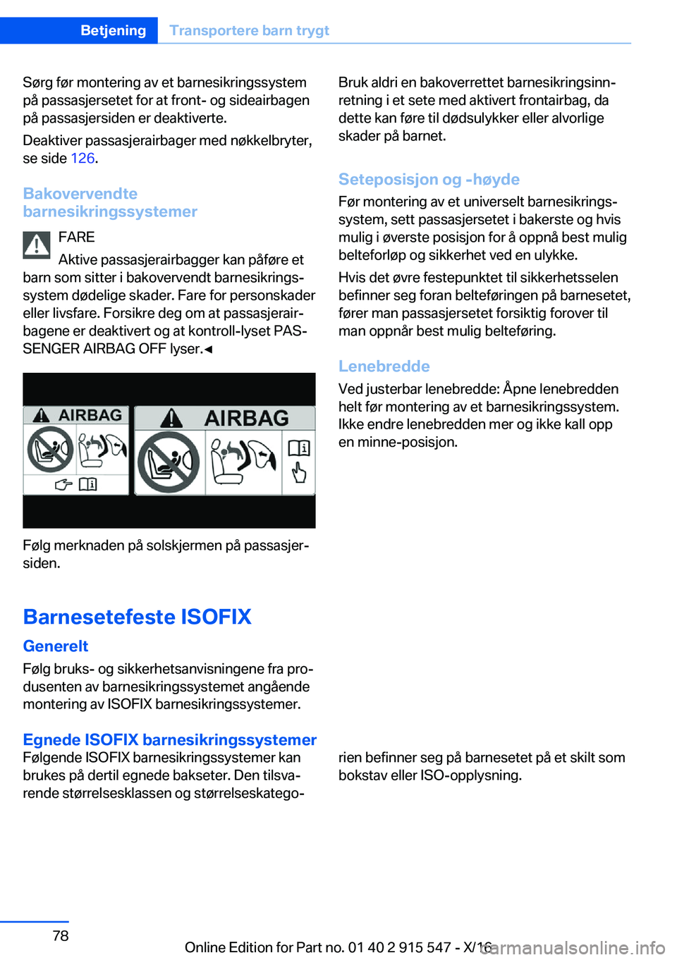 BMW X5 2017  InstruksjonsbØker (in Norwegian) �S�
