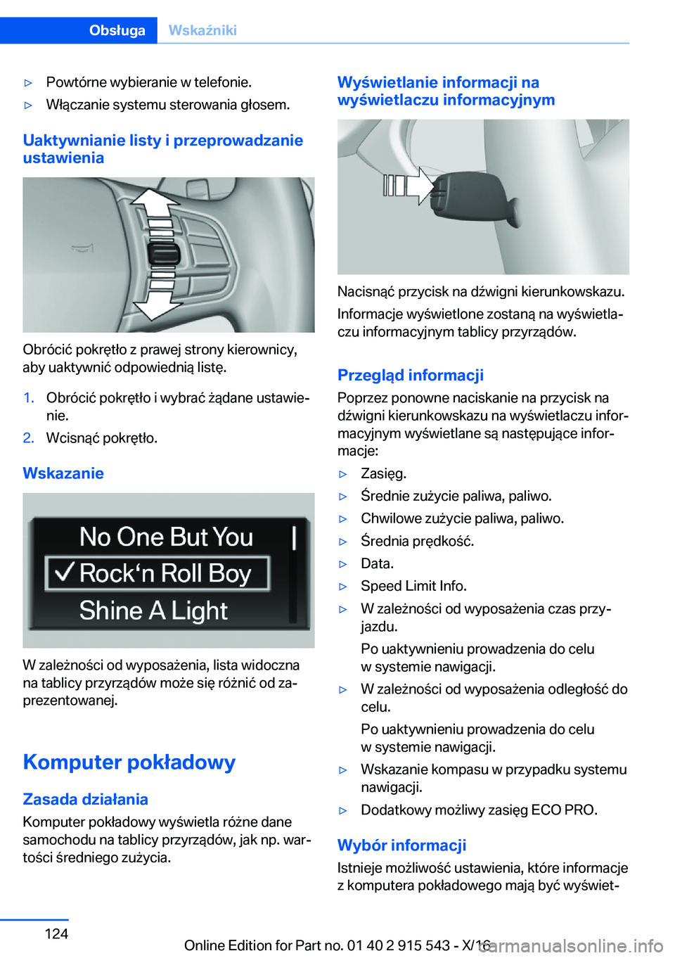 BMW X5 2017  Instrukcja obsługi (in Polish) 'y�P�o�w�t�