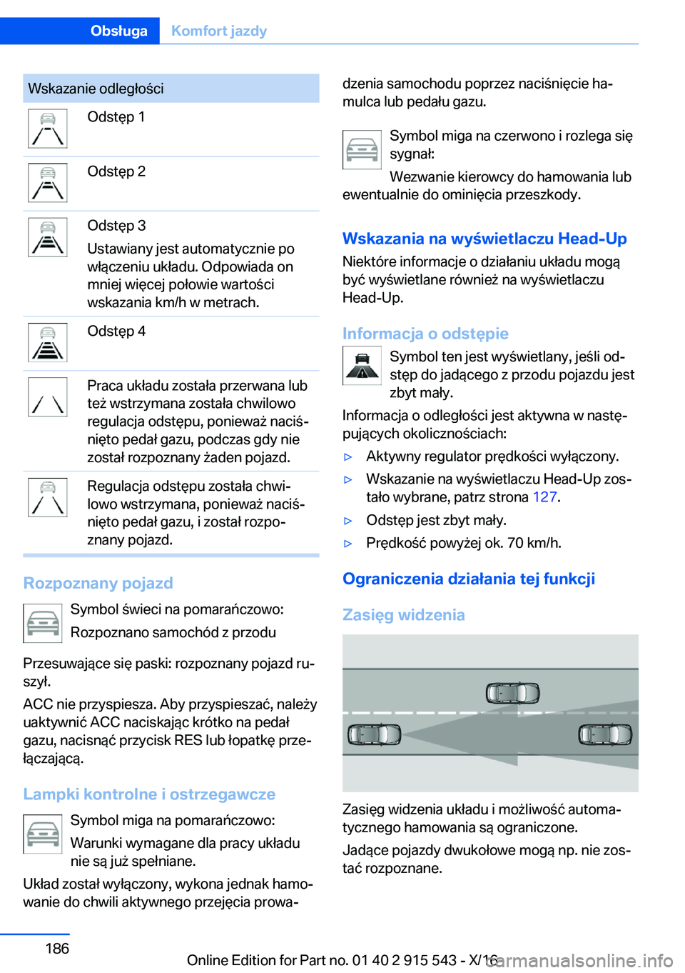 BMW X5 2017  Instrukcja obsługi (in Polish) �W�s�k�a�z�a�n�i�e� �o�d�l�e�g�ł�o �c�i�O�d�s�t�
