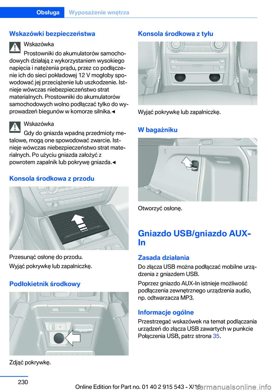BMW X5 2017  Instrukcja obsługi (in Polish) �W�s�k�a�z�