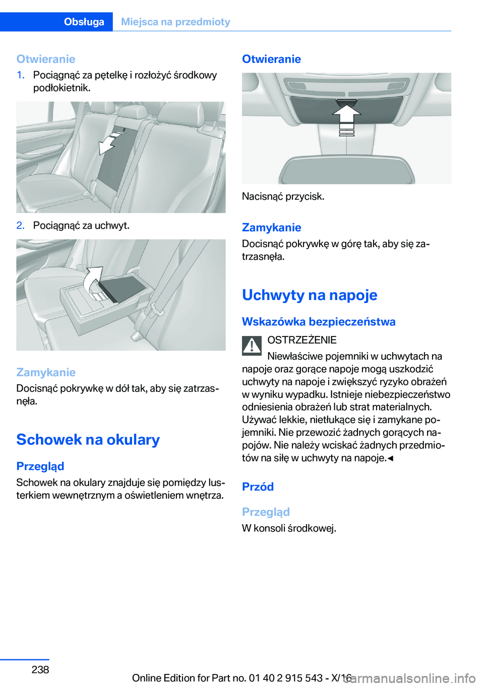 BMW X5 2017  Instrukcja obsługi (in Polish) �O�t�w�i�e�r�a�n�i�e�1�.�P�o�c�i�