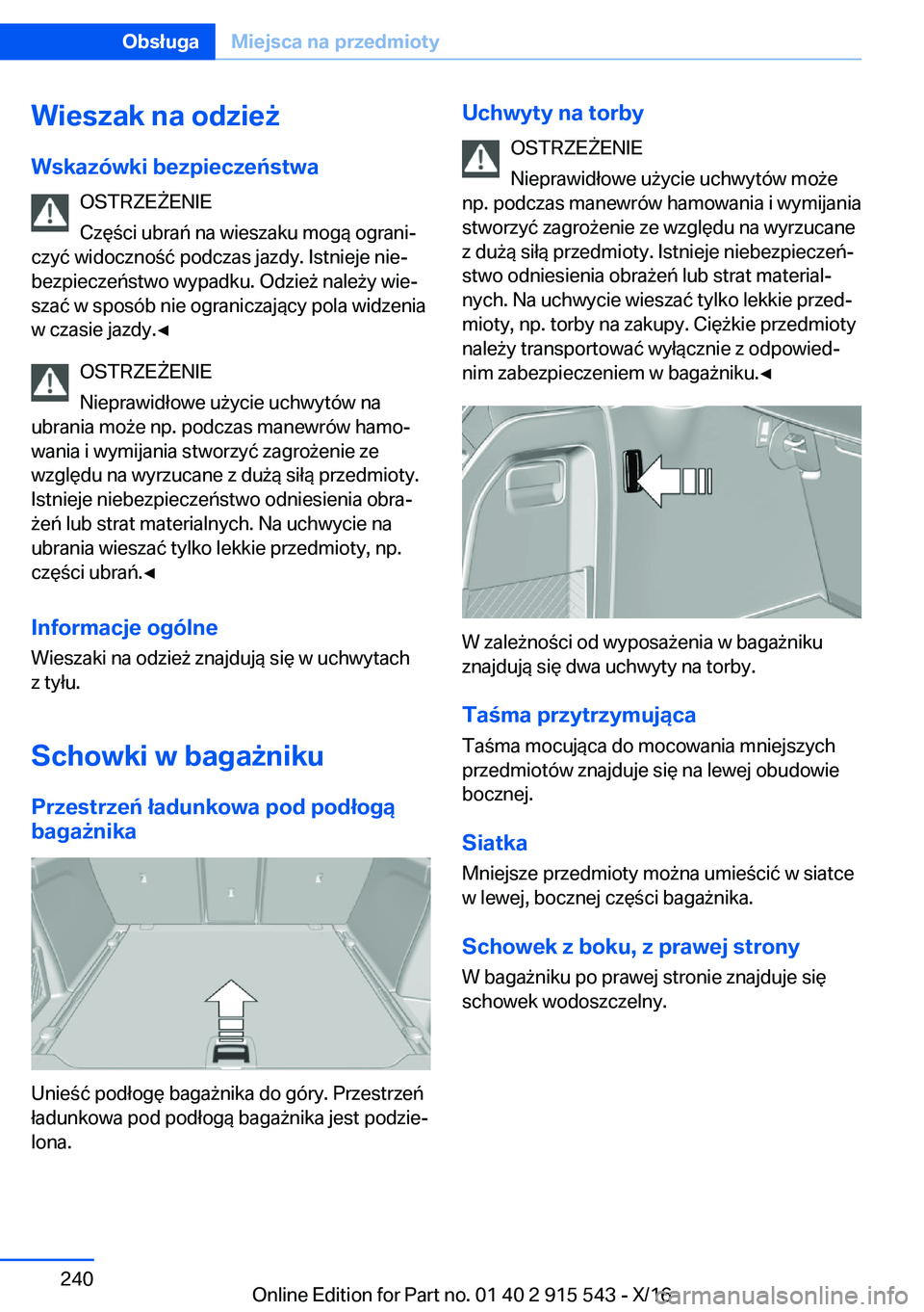 BMW X5 2017  Instrukcja obsługi (in Polish) �W�i�e�s�z�a�k��n�a��o�d�z�i�e9
�W�s�k�a�z�
