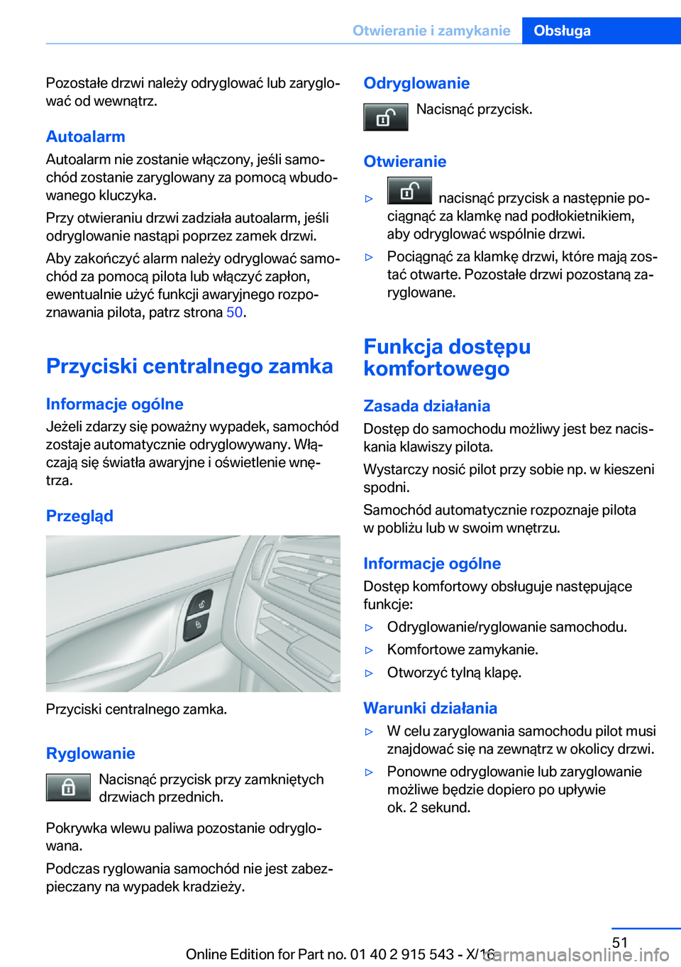 BMW X5 2017  Instrukcja obsługi (in Polish) �P�o�z�o�s�t�a�ł�e� �d�r�z�w�i� �n�a�l�e 9�y� �o�d�r�y�g�l�o�w�a�