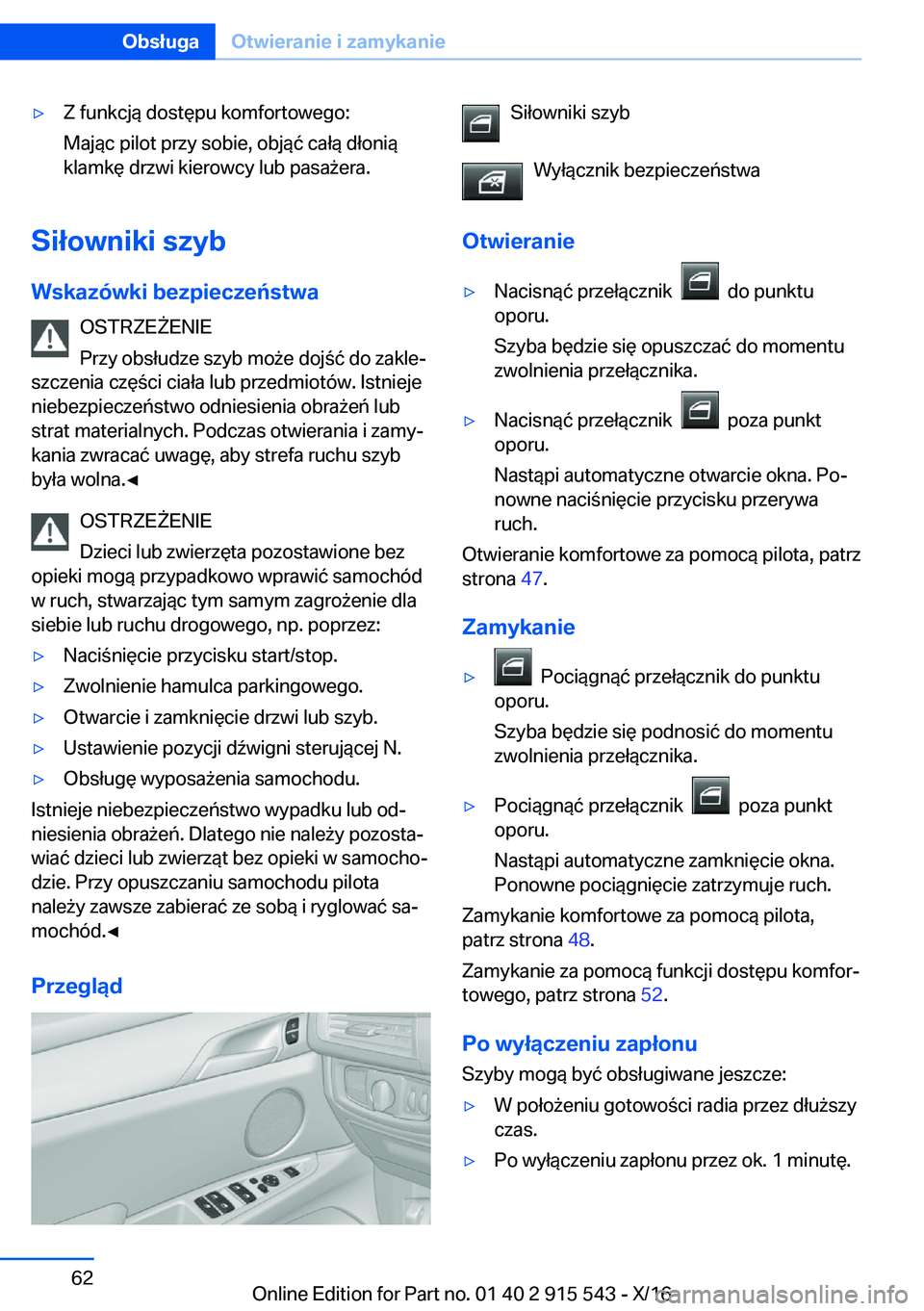 BMW X5 2017  Instrukcja obsługi (in Polish) 'y�Z� �f�u�n�k�c�j�