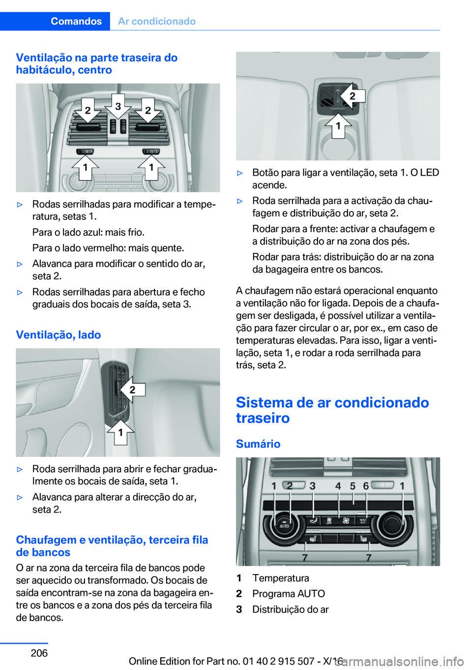 BMW X5 2017  Manual do condutor (in Portuguese) �V�e�n�t�i�l�a�