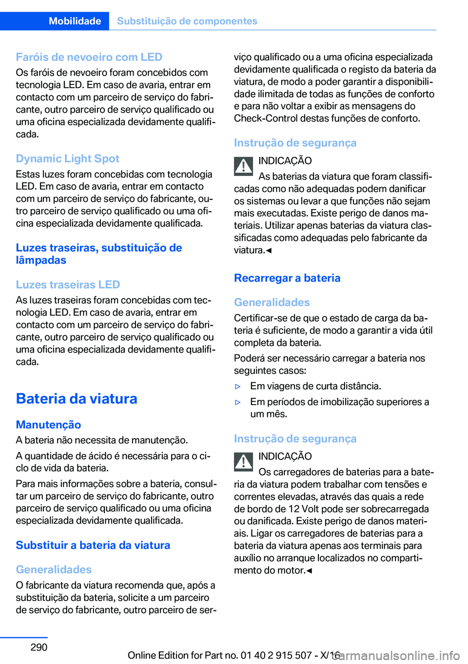 BMW X5 2017  Manual do condutor (in Portuguese) �F�a�r�