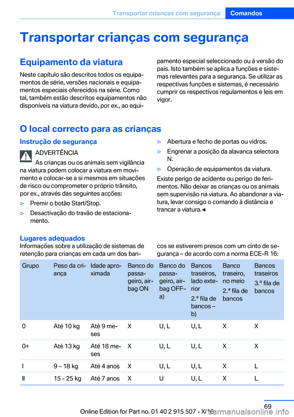 BMW X5 2017  Manual do condutor (in Portuguese) �T�r�a�n�s�p�o�r�t�a�r��c�r�i�a�n�