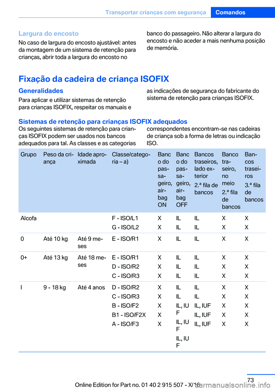 BMW X5 2017  Manual do condutor (in Portuguese) �L�a�r�g�u�r�a��d�o��e�n�c�o�s�t�o
�N�o� �c�a�s�o� �d�e� �l�a�r�g�u�r�a� �d�o� �e�n�c�o�s�t�o� �a�j�u�s�t�á�v�e�l�:� �a�n�t�e�s
�d�a� �m�o�n�t�a�g�e�m� �d�e� �u�m� �s�i�s�t�e�m�a� �d�e� �r�e�t�e�n�