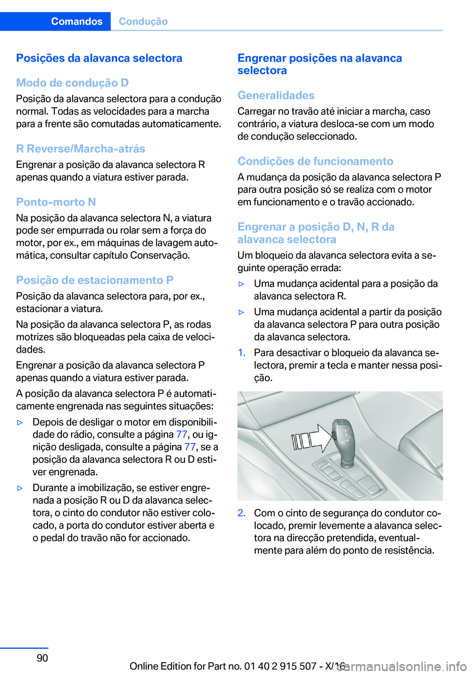 BMW X5 2017  Manual do condutor (in Portuguese) �P�o�s�i�