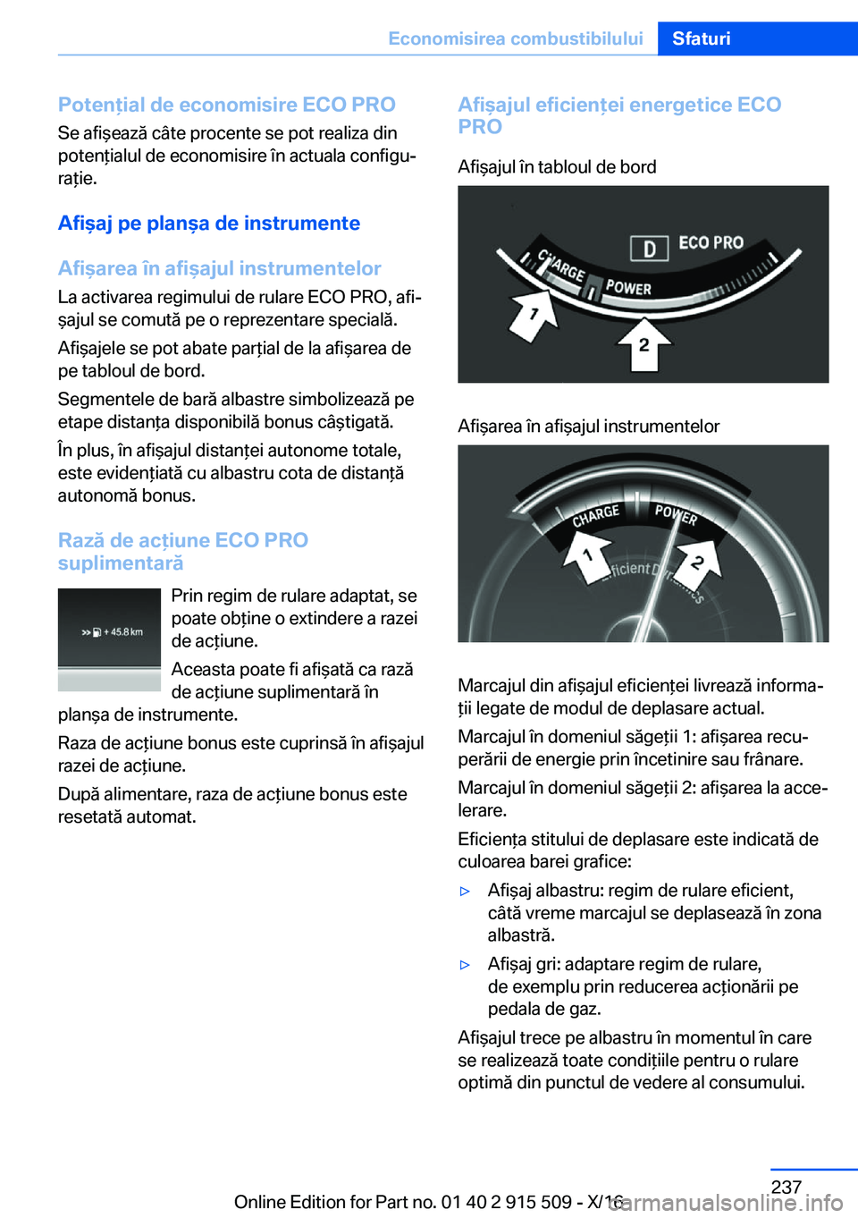 BMW X5 2017  Ghiduri De Utilizare (in Romanian) �P�o�t�e�n�i�a�l��d�e��e�c�o�n�o�m�i�s�i�r�e��E�C�O��P�R�O�S�e� �a�f�i &�e�a�z�