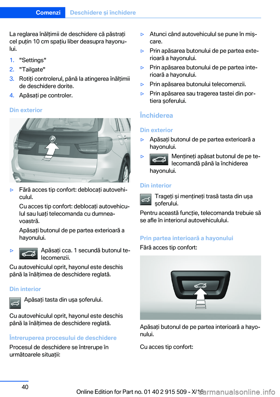 BMW X5 2017  Ghiduri De Utilizare (in Romanian) �L�a� �r�e�g�l�a�r�e�a� �î�n�
