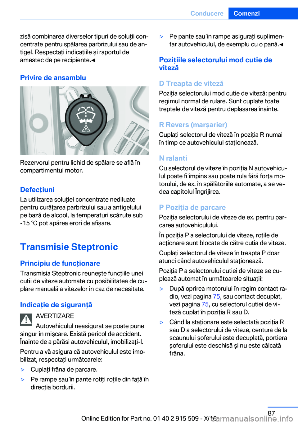 BMW X5 2017  Ghiduri De Utilizare (in Romanian) �z�i�s�